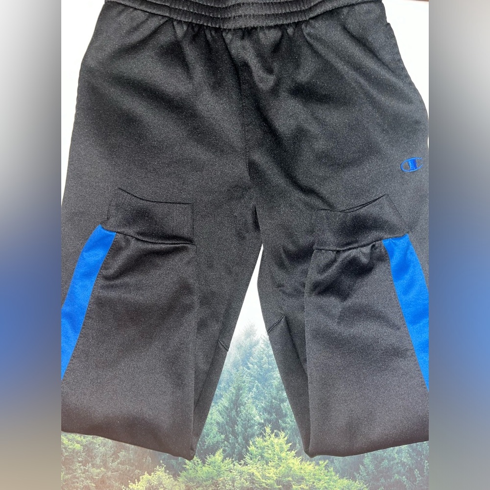 Black/Blue Champion Performance sweatpants Kids Medium